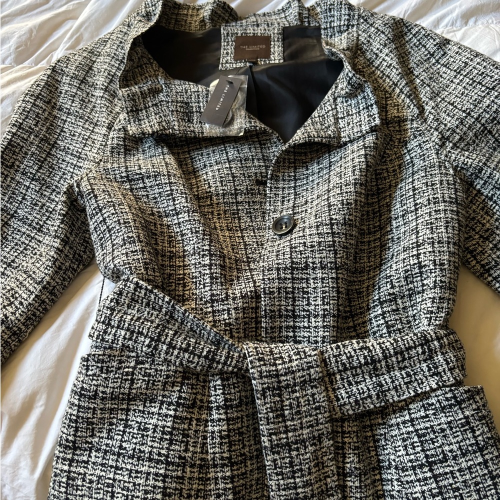 NWT, NEVER worn.Limited 3/4 sleeve button up jacket with detachable belt, wool